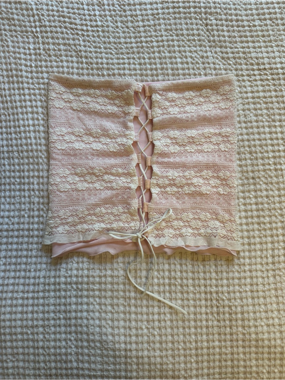 Handmade Baby Pink & Cream Lace Top